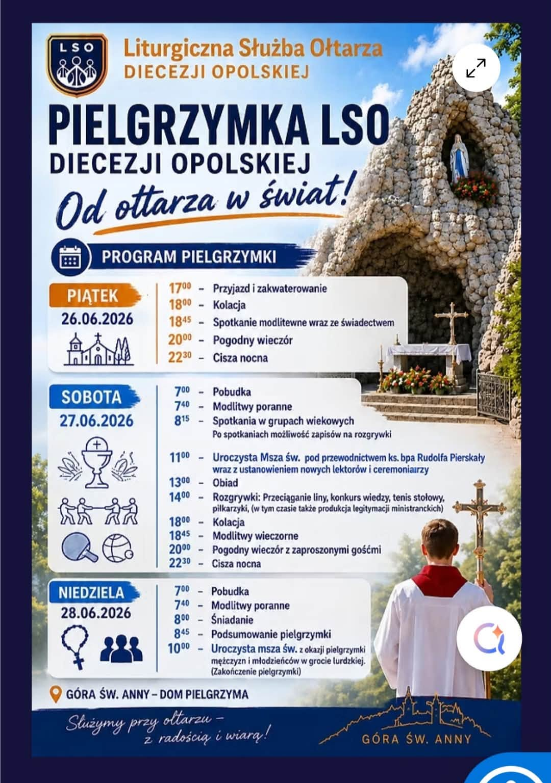 PIELGRZYMKA LITURGICZNEJ SŁUŻBY OŁTARZA NA GÓRĘ ŚWIĘTEJ ANNY